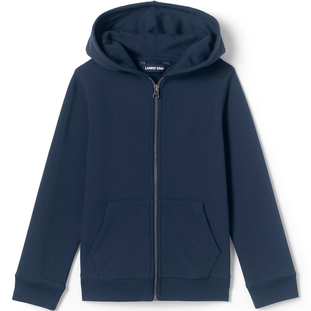 Lands' End Boys Hoodie Sweatshirt jacket Zip up Girls Dark Navy Blue Size XS S 4